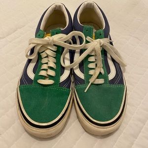 Women's size 9.5 vans sneakers.Green,blue,yellow,and white.